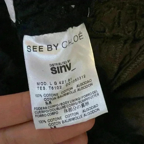 See by Chloe Size US 6 Black Eyelet Skirt A Line Pockets Short Cotton Pleated - Picture 6 of 8